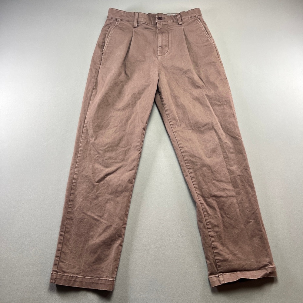 Gap Chino Pants Womens 28 Brown Pleated Cotton Stretch High Rise Straight Leg